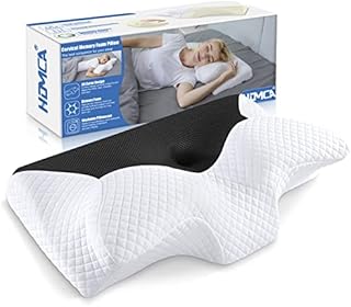 HOMCA Cervical Pillow Memory Foam Pillows - Contour Memory Foam Pillow for Neck Pain Relief, Orthopedic Neck Bed Pillow for Side Sleepers Back and Stomach (Black)