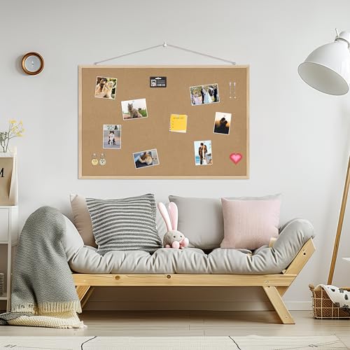 DAHAPYBOO Cork Board Bulletin Board,36x24 Cork Board for Office with Pin Oak Wood Boards,Message Board or Vision Board Decoration. - Thumbnail 5