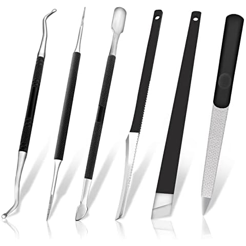 Ingrown Toenail Tool Pedicure Tool Kit 6pcs, Ingrown Toe Nail File and Nail Lifter Cuticle Pusher Pedicure Set, Sharp Blade Pedicure Knives Kit Professional, Foot Repair Kit Stainless Steel Cover