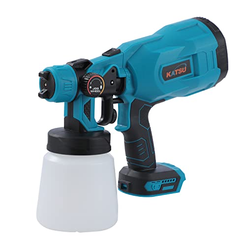Pistola de Pintura inalámbrica 18V/21V KATSU FIT-Bat 800ml Pistola Pulverizadora sin Cable, con Boquillas de 1,8mm y 2,5mm, para Valla de Jardín, Tratamiento de Madera, Tractores (Solo Cuerpo)