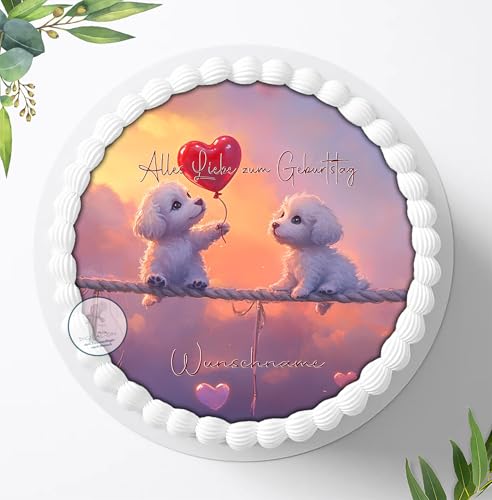 Tortenaufleger, Motiv süße Hunde für Jungen u. Mädchen zum Geburtstag,...