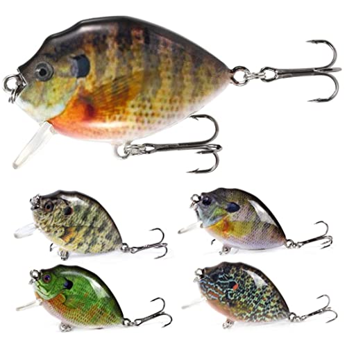 5pcs Luros de Pesca 6 cm 15g Mini Wobbler Fishing señuelos Artificial Hard Cebo Crankbait con Caja de Aparejo para Aparejo de Pesca de lubina, Lentejuelas de Metal Spinner Fishing Lures