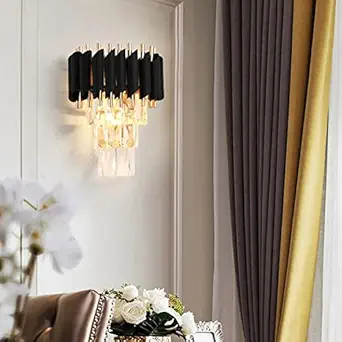 Harold Electricals K9 Crystal Black Mamba Wall Light for Living Room, Hall, Dining Table, Bedroom, Corridor, Restaurant Home Decor & Indoor Lightings - E27 Holder (Bulb Not Included) -Pack of 2