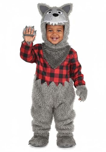 Disfraz de Bebé Hombre Lobo Gris de Peluche miniatura 1