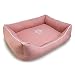Arquivet - Quadratisches Bett mit Fußabdruck und Paspelierung, 55 x 46 x 17 cm - Hundebett - Hundezubehör