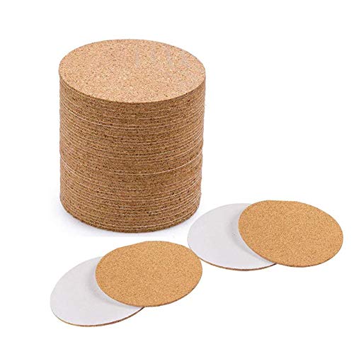 Qincling 80 Pack Self-Adhesive Cork Coasters Round - 4 INCH Circle Cork Backing Sheets Mats Mini Wall Cork Tiles Coasters and DIY Crafts Supplies
