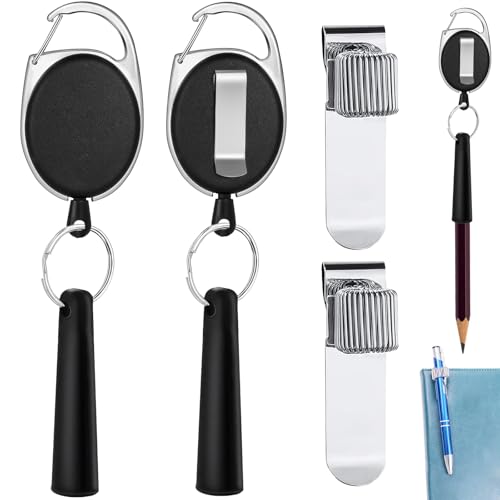 Paquete de 4 soportes retráctiles para bolígrafos, soporte retráctil para lápices, soporte retráctil universal resistente de 31.5 pulgadas, soporte para lápices de carpintero, perfecto para