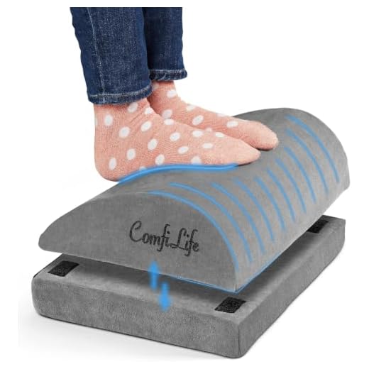 ComfiLife Foot Rest for Under Desk at Work – Adjustable Desk Foot Rest for Office Chair, Gaming – Ergonomic Teardrop Design (Gray)