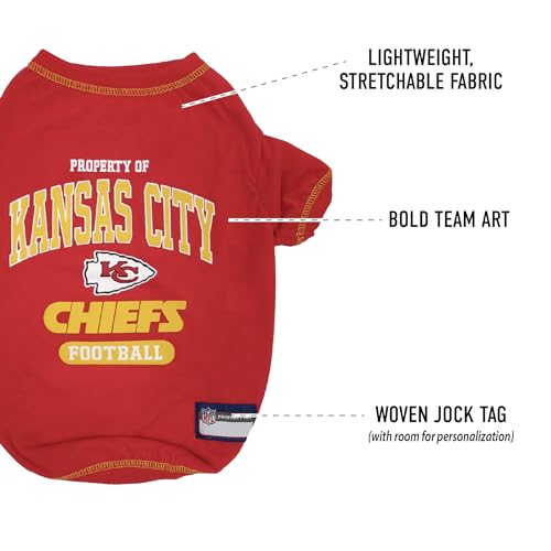 NFL Kansas City Chiefs Dog T-Shirt for Pets, Size Small. Officially Licensed Pet Shirt with Team Logo, Soft Stretchable Comfort Fit Apparel for Dogs & Cats - image 4