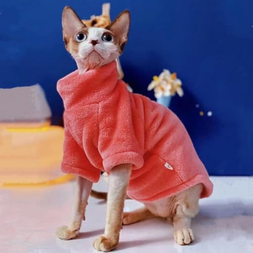 MOKATES Winter-Katzen-Kleidung für Sphinx, warme Kapuzenpullover, dicker Mantel, Kätzchen-Kostüme, Chihuahua, Herbst, doppelseitig, Samt, Größe XXL