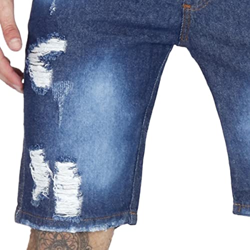 Kit 3 Bermudas Jeans Destroyed (Médio Marmorizado - Claro - Escura, 44)