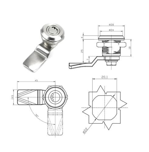 Serrure à languette en acier inoxydable 304 durable MS705