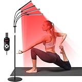 SAVILER 4 Heads Red Light Therapy Lamp with Base, 3-in-1 Chip Infrared Light Therapy Device, Height Adjustable, 660nm Red Light and 850nm Near Infrared Light for Face, Body, Pain, Skin - Home Use