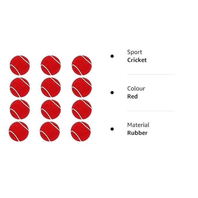 Image of MOOLYAVAAN Products Cricket Ball Light Weight | Made for Cricket Training | Tennis Training, (RED Rubber Ball (Pack of 3))