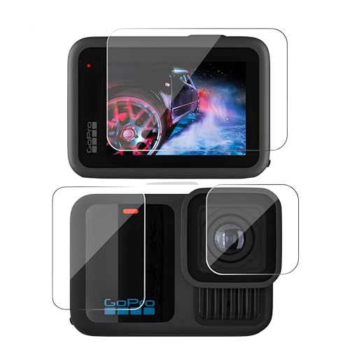 Image of OHAYO Military Strength Tempered Glass Screen Protector For GoPro Hero 13| 9H+ Hardness, Strong Protection, Full Screen Edge-to-Edge Cover, Scratch Resistant, Bubble-Free Install, Ultra HD Clarity,With installation kit, Complete Set Of 3 Glass