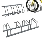 Relaxdays Fahrradständer Boden & Wandmontage, 4 Räder, bis 65 mm Reifenbreite, Garage & Hof, Reihenparker, Stahl, Silber