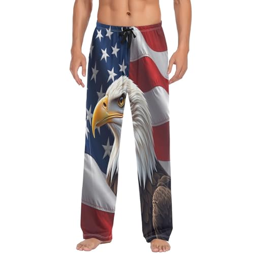 North American Bald Eagle Usa Flag Pajama Pants American Flag Men's Pajama Bottoms Lounge Sleepwear PJs Sleep Pants XXL