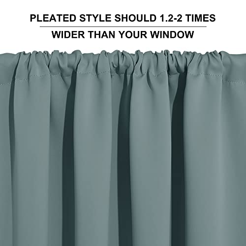 RYB HOME RV Curtains Blackout - Thermal Insulating Privacy Door Windows Camper Curtains for Kids Nursery RV Bunk Bedroom Windows Bathroom, Width 29 x Length 24, Dusty Blue, 2 Pcs