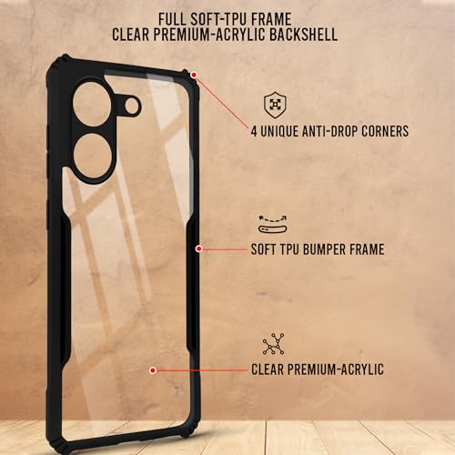 Image of Jkobi Hybrid Back Cover Case for Poco X8 Pro (Shockproof with Polycarbonate Clear Panel | Professional Black)