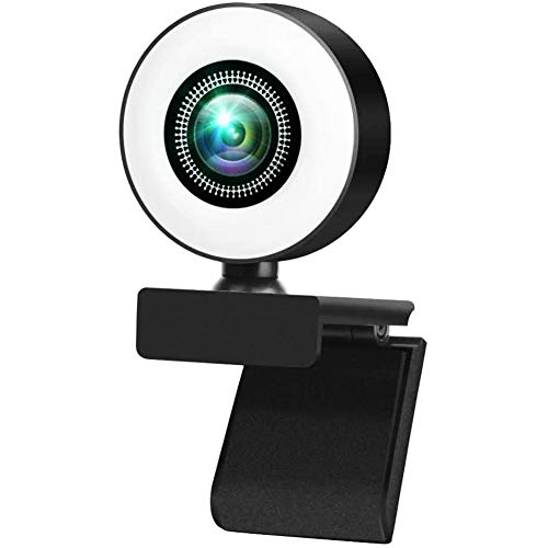 Webcam HD 4K pour le télétravail et cours en ligne avec lumière LED tactile