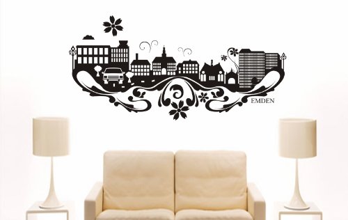 INDIGOS UG Wandtattoo – Skyline Aachen Schwarz, 40x10 Cm – Selbstklebend Für Wohnzimmer, Küche, Büro & Kinderzimmer