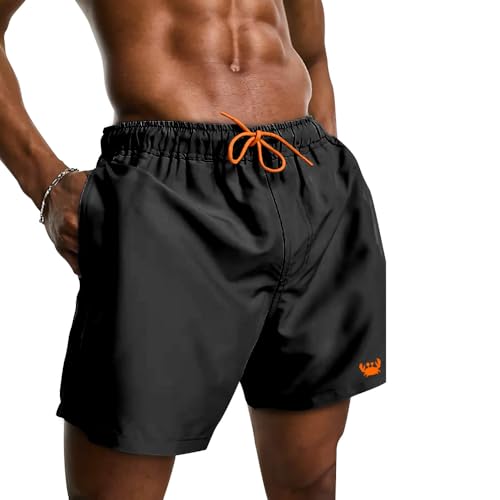 Kit 3 Shorts Moda Praia Lisos Tactel Masculinos Cordão Neon Relaxado (GG, Preto(Verde, Laranja E Ros