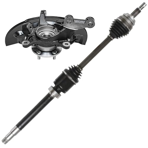 Image of Detroit Axle - Front Right Steering Knuckle Kit for Toyota 12-17 Camry 13-15 Avalon, Passenger Side Steering Knuckle & Wheel Bearing Hub CV Axle Shaft Assembly 2013 2014 2015 Replacement