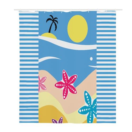 Rideau douche imperméable évite moisissure étoile de mer 200x240 cm