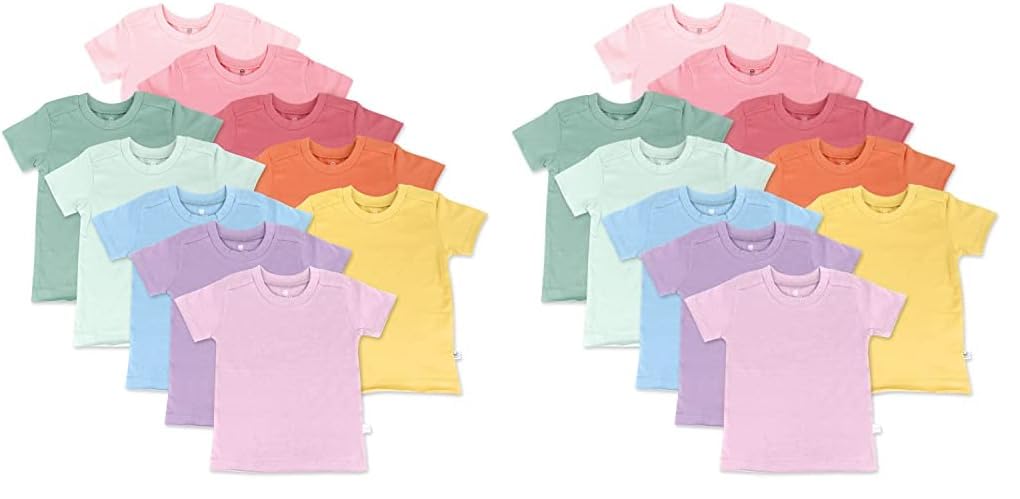 HonestBaby Baby Toddler &amp; Kids' 100% Organic Cotton Short Sleeve T-Shirts (10-Pack)