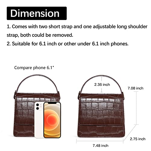 Telena Crossbody Bags For Women Vegan Leather Designer Handbags Women Crossbody Purses With Three Detachable Strap Crocodile Coffee #TOP3