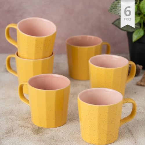 Image of Clay Craft Fine Ceramic Armada Coffee Mug Set of 6, Cups for Tea & Coffee, Mug Set, Gift Set, Elegant Design for Home and Kitchen and Can Be Gifted to Your Loved Ones On Any Occassions