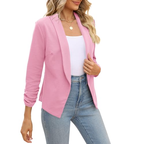Image of POGTMM Women 3 /4 Sleeve Blazer Open Front Cardigan Jacket Work Office Blazer