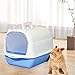 Enclosed Cat Toilet with Hood for Litter Management and Easy Access, Blue
