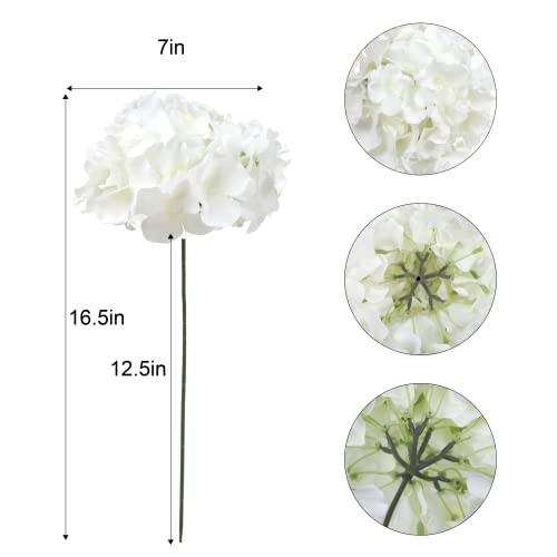 Alishomtll 5 Pcs Hydrangea Artificial Flowers With Removable Stems Full Silk Hydrangea Heads For Home Decor, Fake Faux Hydrangea Flowers For Wedding Centerpieces Party Diy Project (White) #TOP2