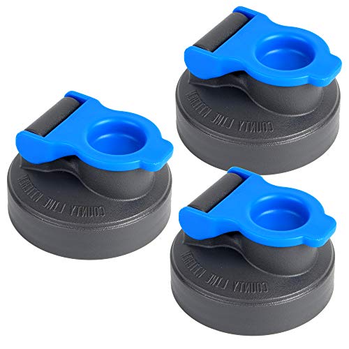 Drink, Pour, Store! Regular Mouth Mason Jar Flip Cap Lid by County Line Kitchen with Airtight, Leak-Proof Seal and Innovative Flip Cap (REGULAR MOUTH, Blue, 3 Pack)