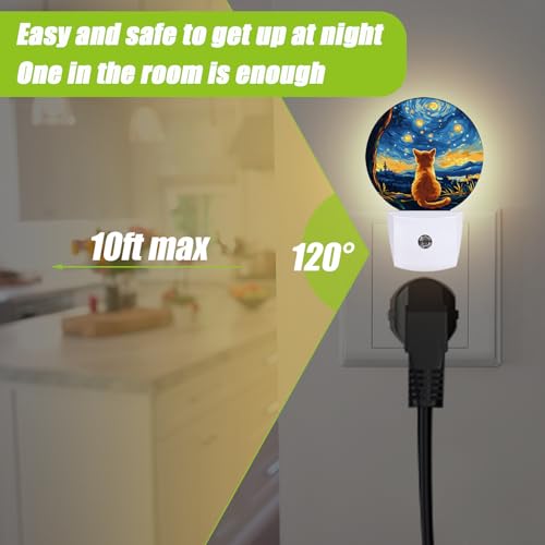 Image of Lonely Cat Night Light,Starry Night Lights Plug into Wall for Kitchens Toilets Bedroom Decorative Half Round Nightlight Led Lamp 0.5W Sleep Friendly