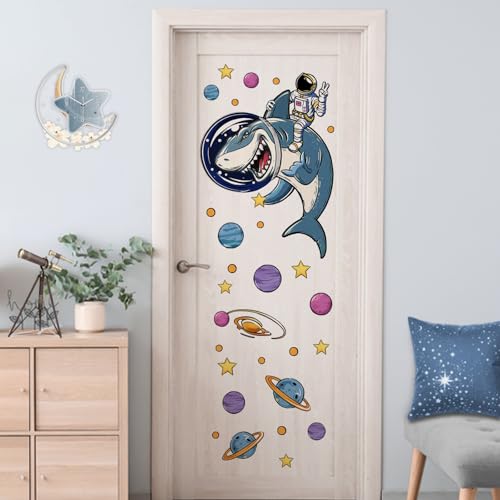 Vinilo decorativo infantil espacial tiburón miniatura 5