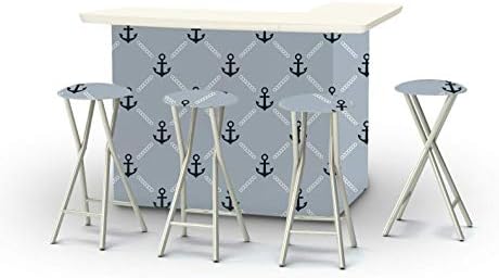 Best of Times 2002W2102 2002W2102-NG Anchors Away Portable Bar & Matching Bar Stools, One Size, Navy/Grey