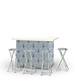 Best of Times 2002W2102 2002W2102-NG Anchors Away Portable Bar & Matching Bar Stools, One Size, Navy