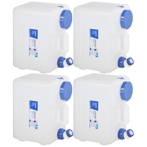 RedSwing 4 Pack 4 Gallon/15L Portable Water Container with Spigot, Water Storage Carrier for Camping Outdoor Hiking, BPA Free