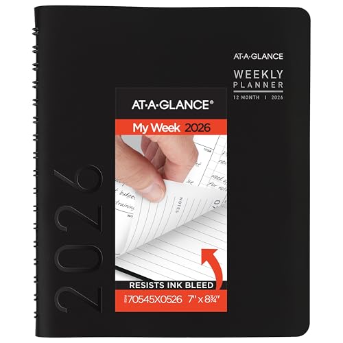 AT-A-GLANCE 2026 Planner, Weekly & Monthly, 7" x 8.75", Medium, Contemporary Lite, Black (70545X0526) by AT-A-GLANCE - Used condition - CA$6.04