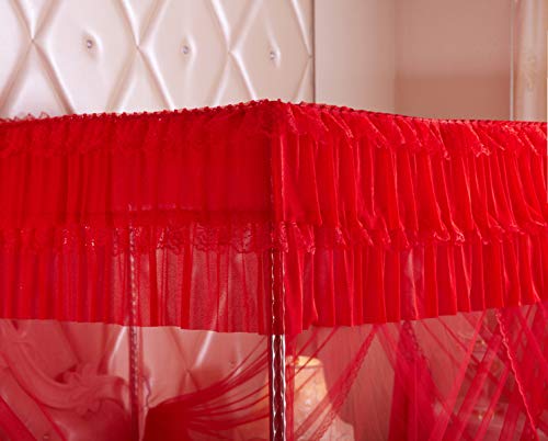 Mengersi Red Princess 4 Corners Post Bed Canopy Bed Curtains (California King, Red) #TOP4