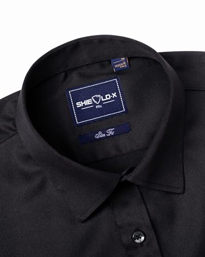 Image of Alimens & Gentle Slim Fit Mens Dress Shirts for Men Button Down Long Sleeve Dress Shirts Wrinkle Free Formal Stain Proof, Black, Large