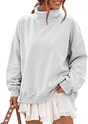 Trendy Queen Women’s Fleece Oversized Mock Neck Sweatshirts with Pockets