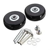 2 Stück Koffer Ersatzrollen aus Gummi mit Doppelkugellagern Leise und Verschleißfest Reparaturset für Reisegepäck Inline Skates und Roller Verschiedene Größen Schwarz(54mm*18mm)