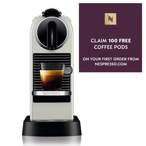 Nespresso Citiz Coffee Machine by De'Longhi for Original Coffee Pods, Italian Inspired Espresso, Quality Coffee, Starter Capsule Set Included, EN167.W, White