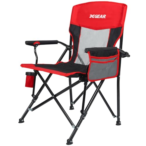 XGEAR Estructura de acero negro con silla de brazo duro de tela negra y roja
