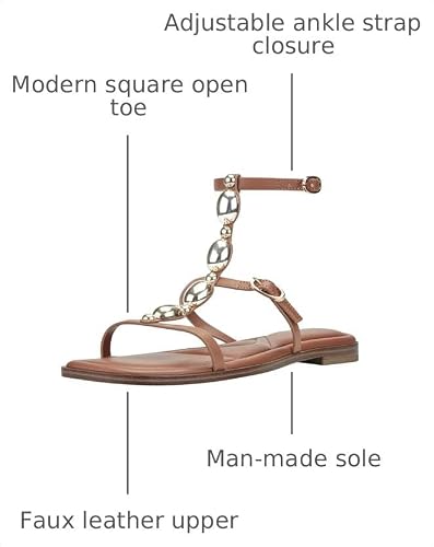 Marc Fisher Women's Folai Sandal, Medium Brown/Gold 210, 10 angle 3
