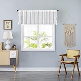 Setabeck Boho Sheer Lace Valance Tier Curtain Crochet Vintage with Handmade Macrame Tassel Knitted W