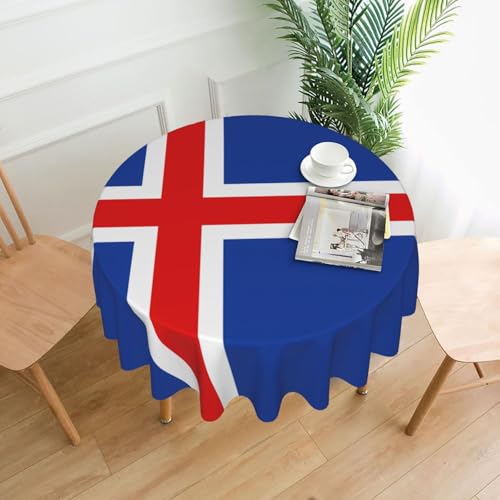 QAZWZML R&e dekorative Tischdecke, Motiv: Flagge Islands, bedruckt, r&, Picknickdecke, 152,4 cm, geeignet für Familienessen, Picknicks